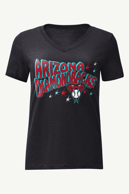 WOMENS ARIZONA DIAMONDBACKS FIREWORKS V NECK T SHIRT - Black