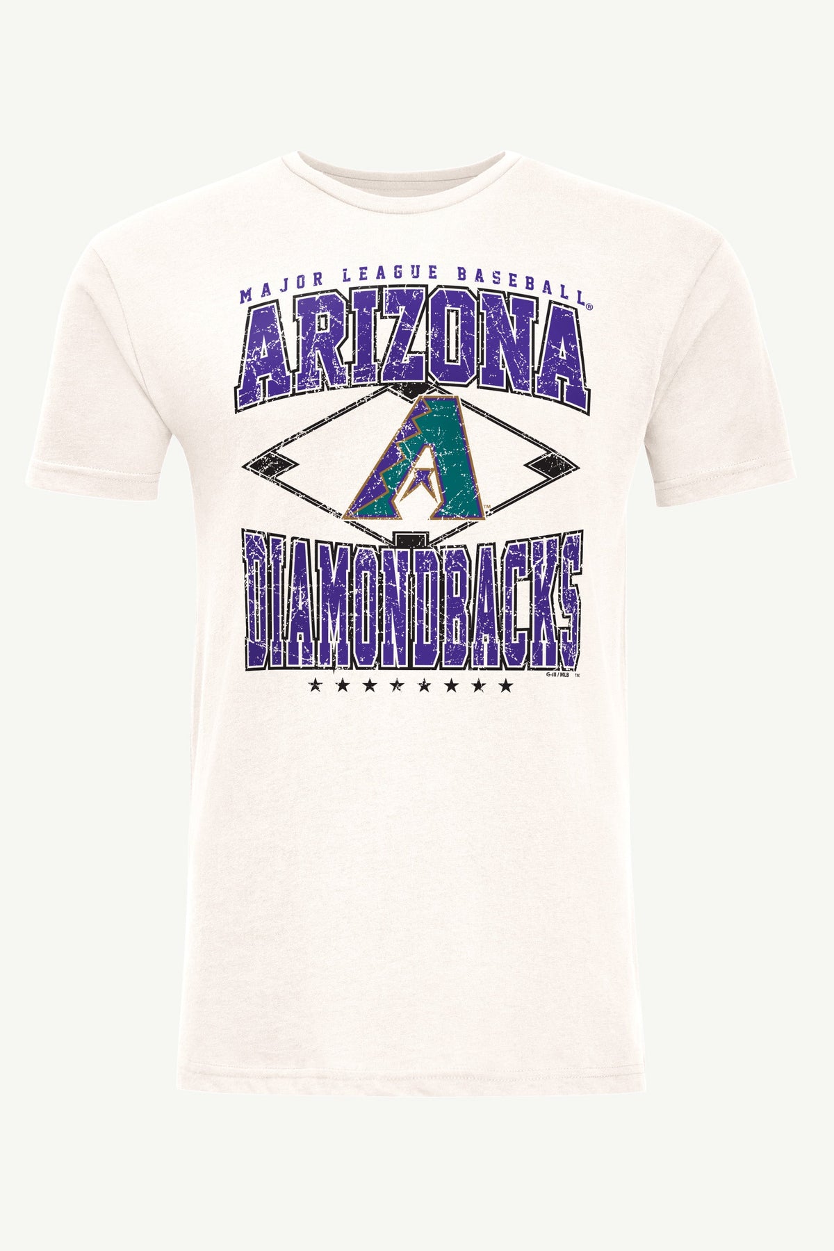 MENS ARIZONA DIAMONDBACKS DISTRESSED COOPERSTOWN DIAMOND SHORT SLEEVE T SHIRT - Vintage White