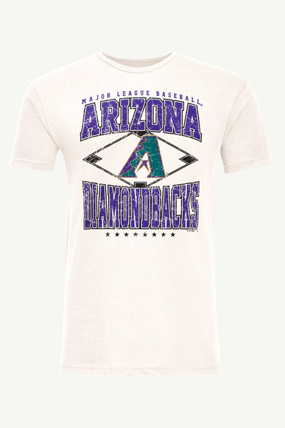 MENS ARIZONA DIAMONDBACKS DISTRESSED COOPERSTOWN DIAMOND SHORT SLEEVE T SHIRT - Vintage White