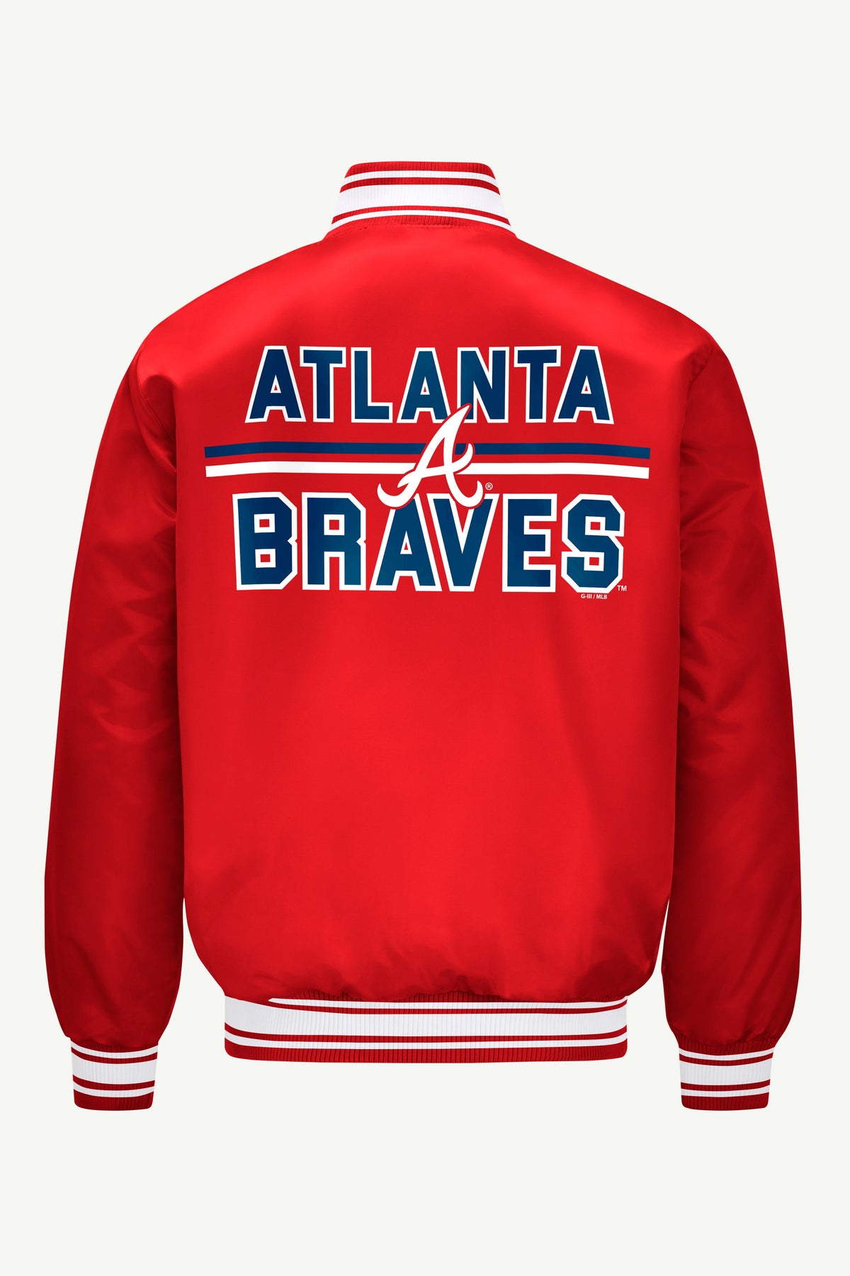 MENS ATLANTA BRAVES SATIN VARSITY JACKET - Red
