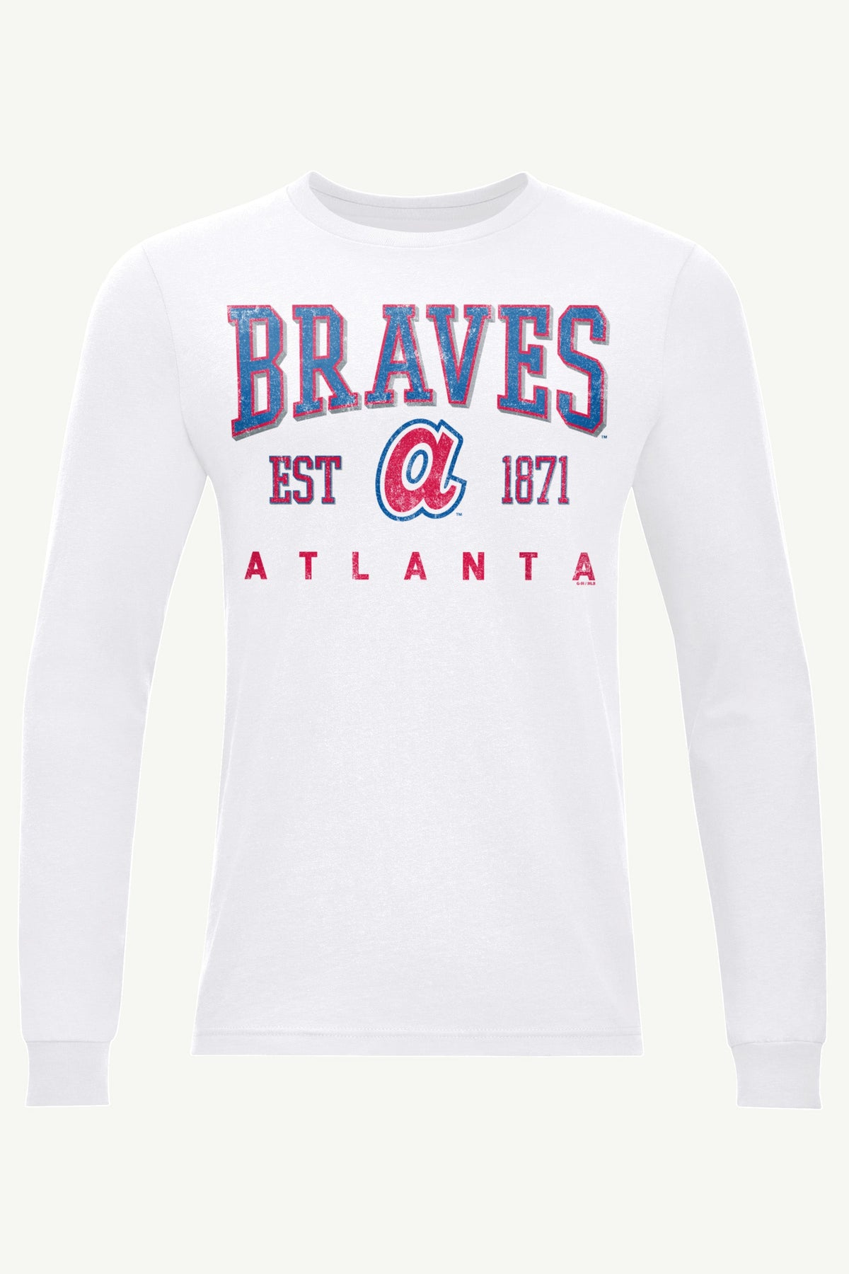 MENS ATLANTA BRAVES RETRO LONG SLEEVE T SHIRT - White