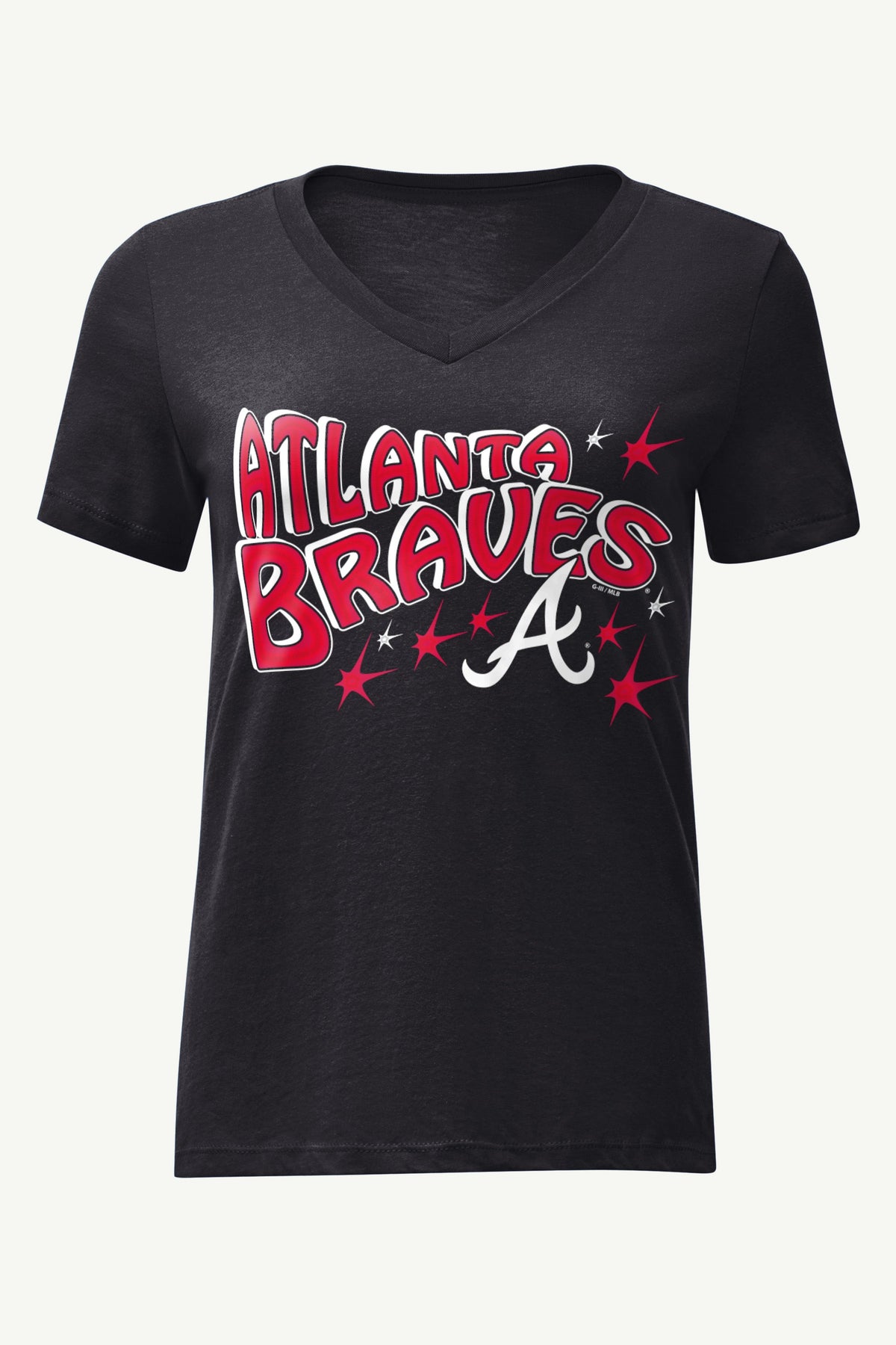 WOMENS ATLANTA BRAVES FIREWORKS V NECK T SHIRT - Black