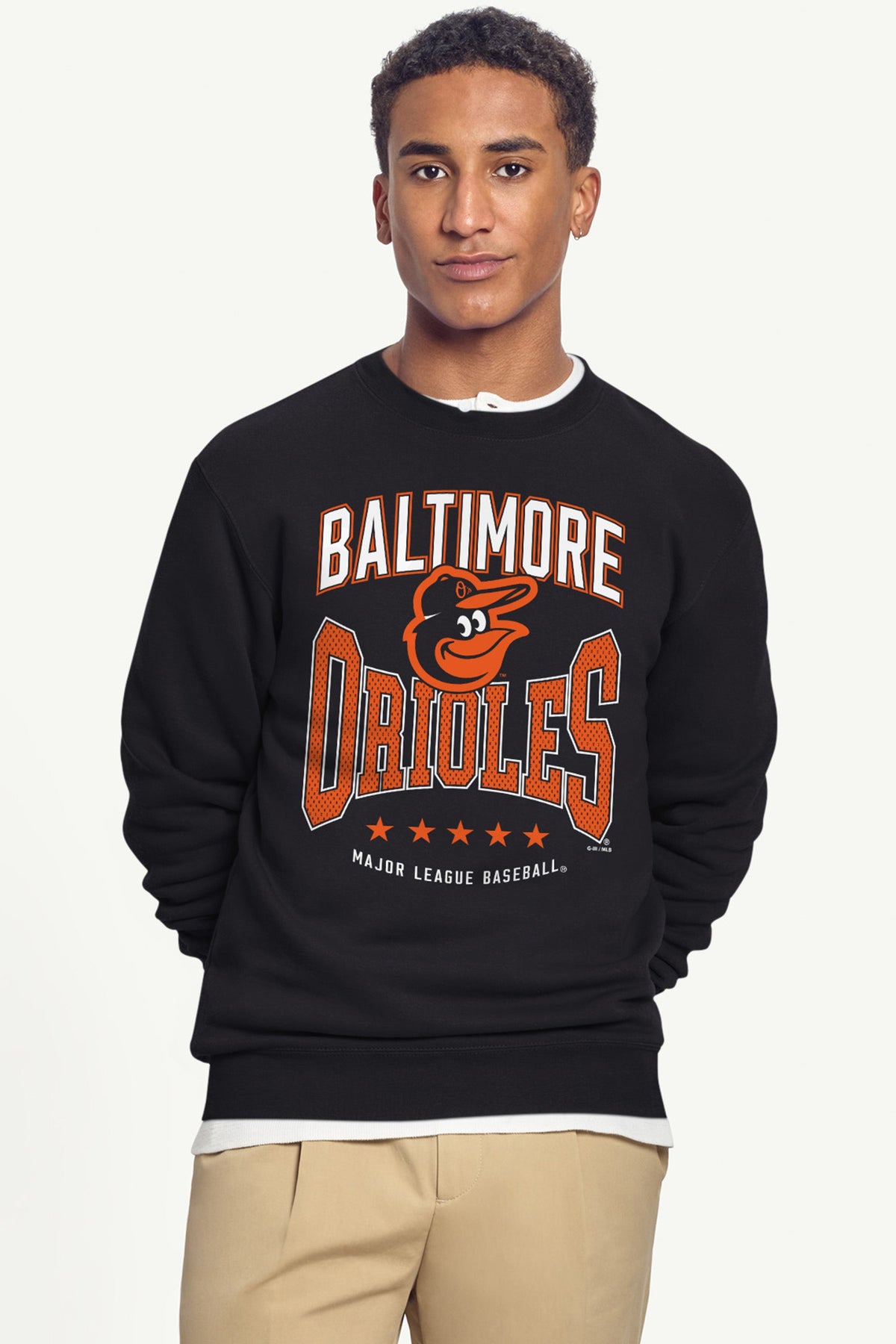 MENS BALTIMORE ORIOLES CENTER SQUEEZE SWEATSHIRT - Black
