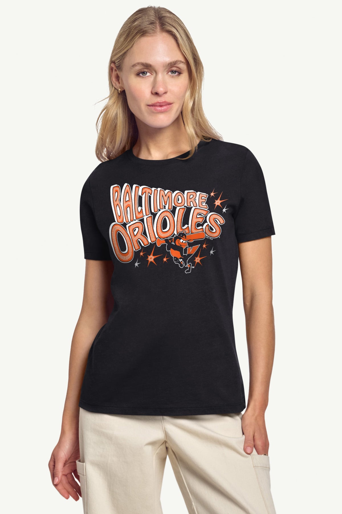 WOMENS BALTIMORE ORIOLES FIREWORKS T SHIRT - Black
