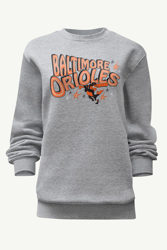 WOMENS BALTIMORE ORIOLES FIREWORKS SWEATSHIRT - Heather Grey