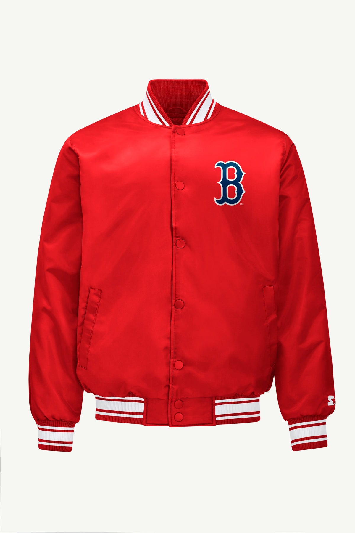 MENS BOSTON RED SOX SATIN VARSITY JACKET - Red