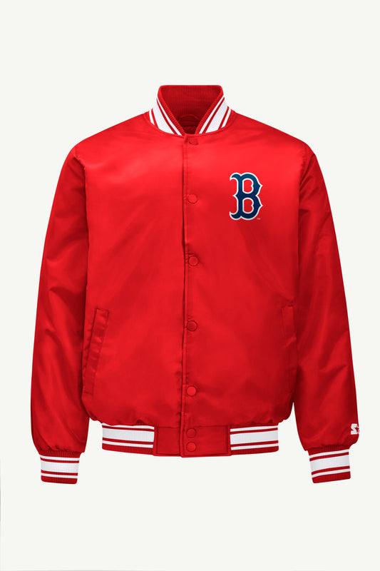MENS BOSTON RED SOX SATIN VARSITY JACKET - Red
