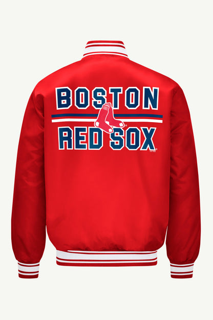 MENS BOSTON RED SOX SATIN VARSITY JACKET - Red