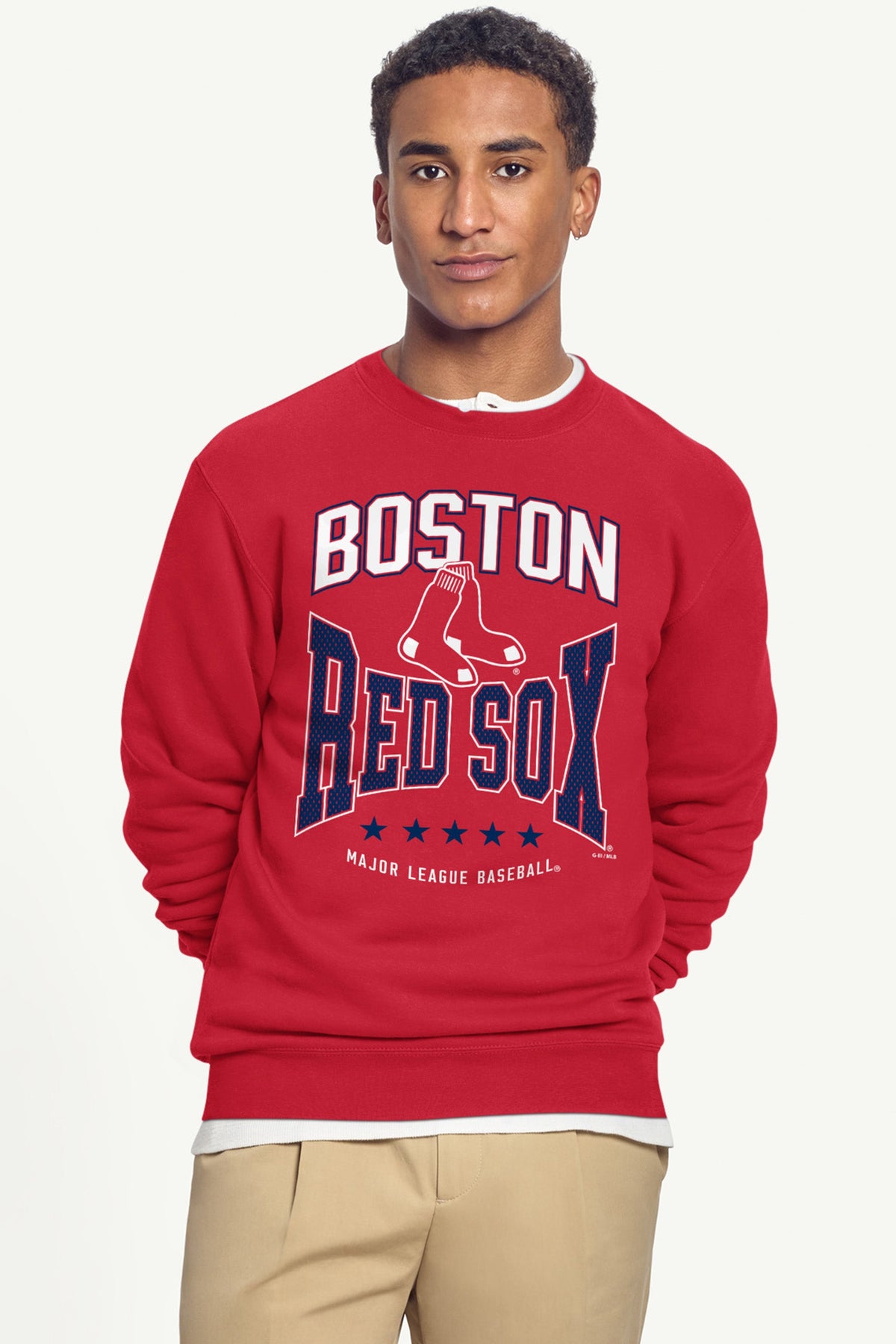 MENS BOSTON RED SOX CENTER SQUEEZE SWEATSHIRT - Red