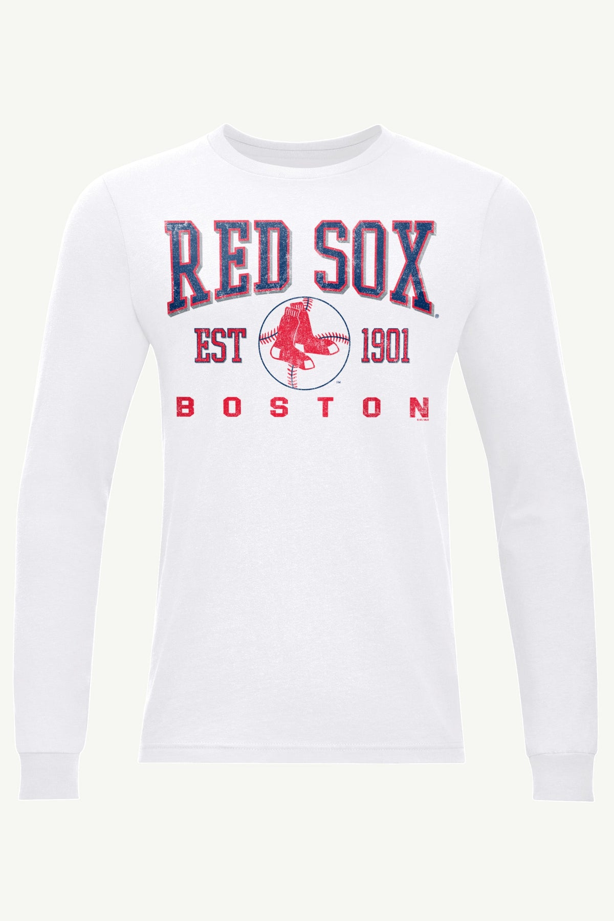 MENS BOSTON RED SOX RETRO LONG SLEEVE T SHIRT - White