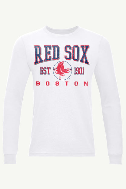 MENS BOSTON RED SOX RETRO LONG SLEEVE T SHIRT - White