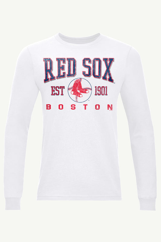 MENS BOSTON RED SOX RETRO LONG SLEEVE T SHIRT - White