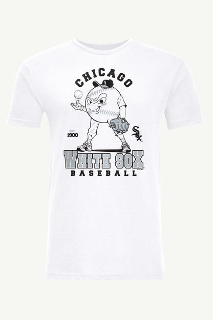 MENS CHICAGO WHITE SOX  BASEBALL CHARACTER SHORT SLEEVE T SHIRT - White