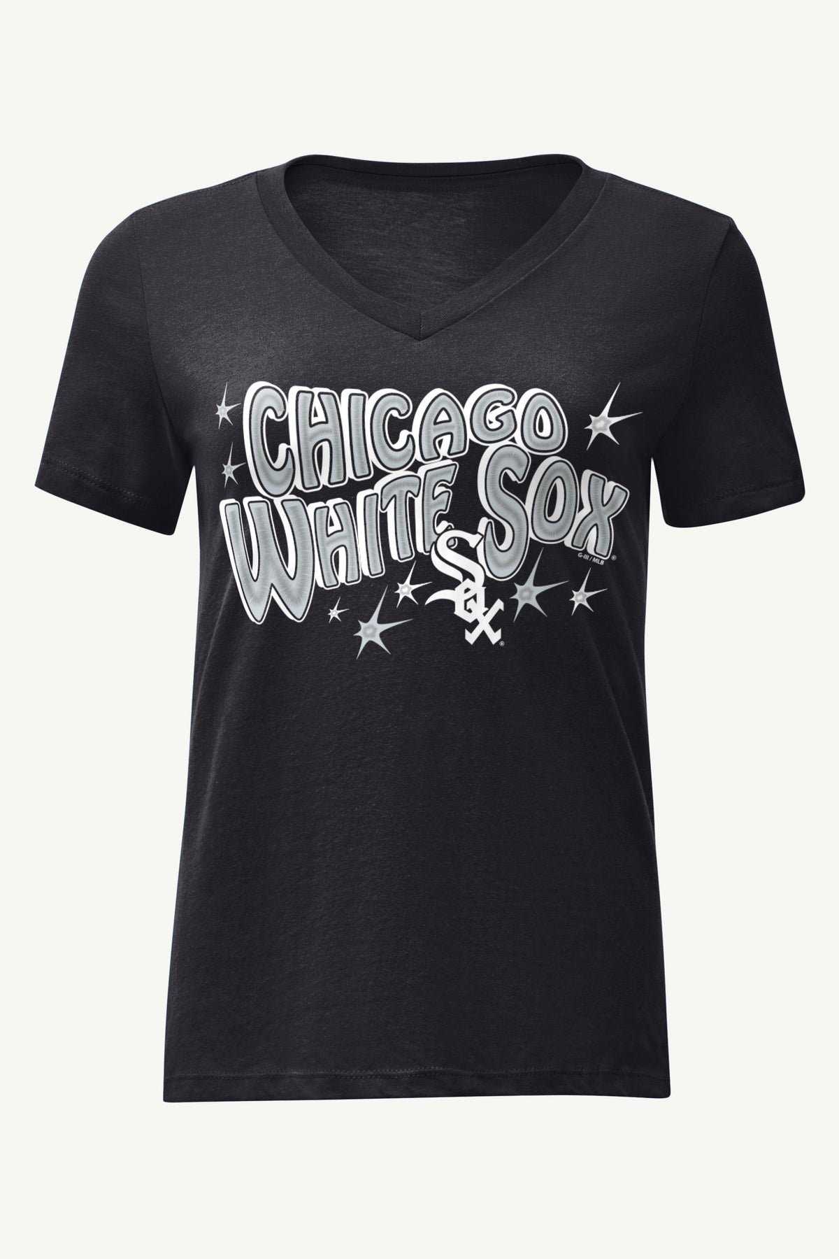 WOMENS CHICAGO WHITE SOX FIREWORKS V NECK T SHIRT - Black