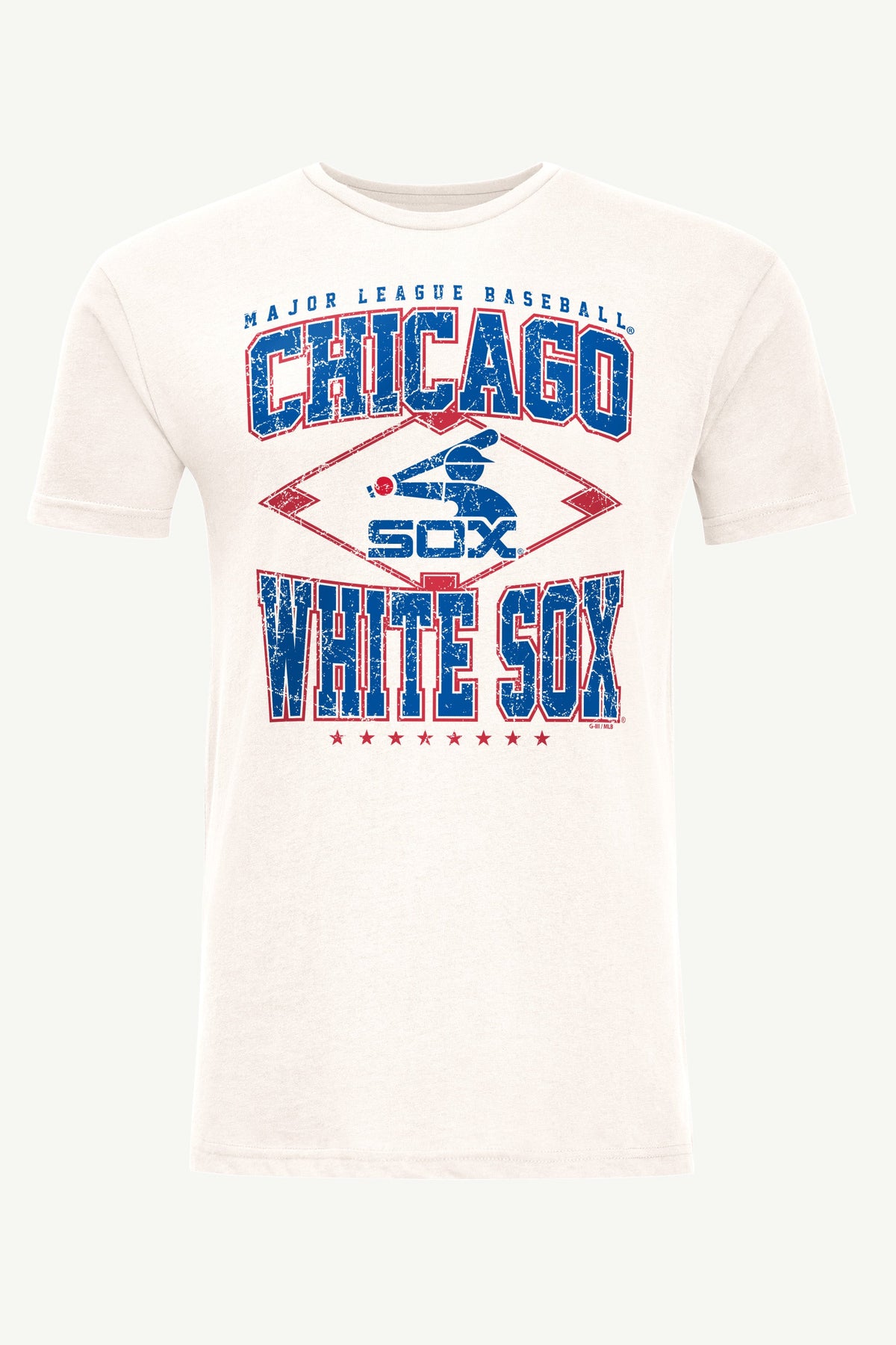 MENS CHICAGO WHITE SOX DISTRESSED COOPERSTOWN DIAMOND SHORT SLEEVE T SHIRT - Vintage White