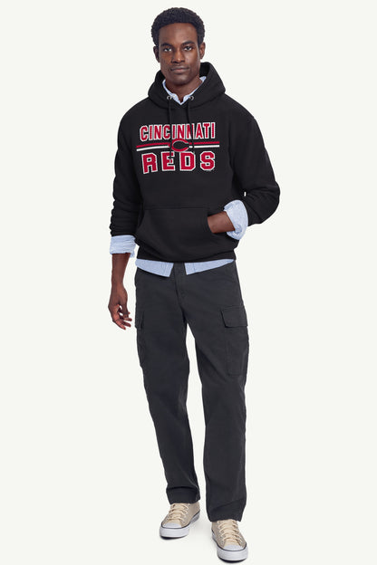 MENS CINCINNATI REDS MESH LOOK HOODIE - Black
