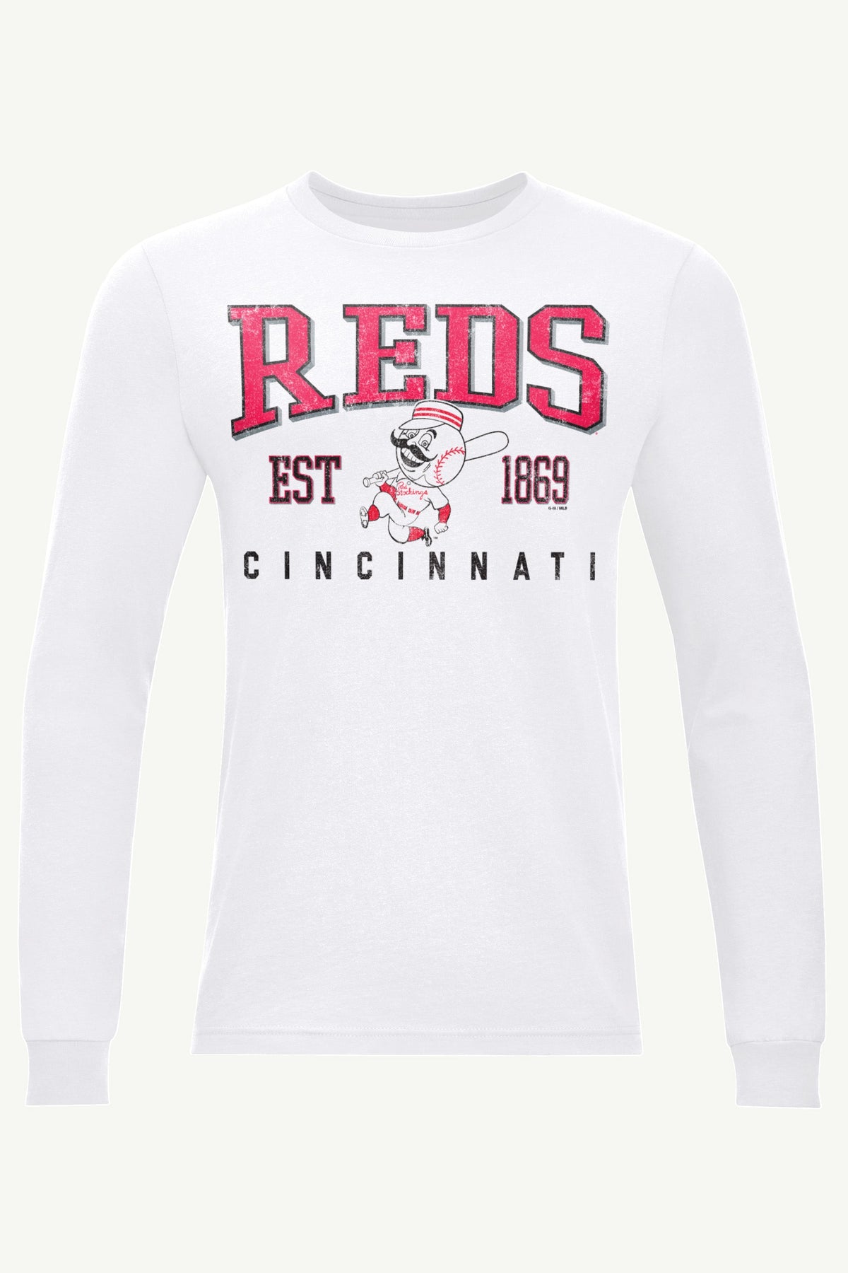 MENS CINCINNATI REDS RETRO LONG SLEEVE T SHIRT - White