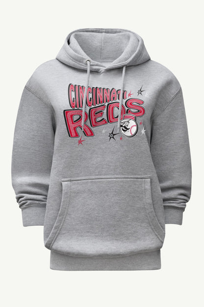 WOMENS CINCINNATI REDS FIREWORKS HOODIE - Heather Grey