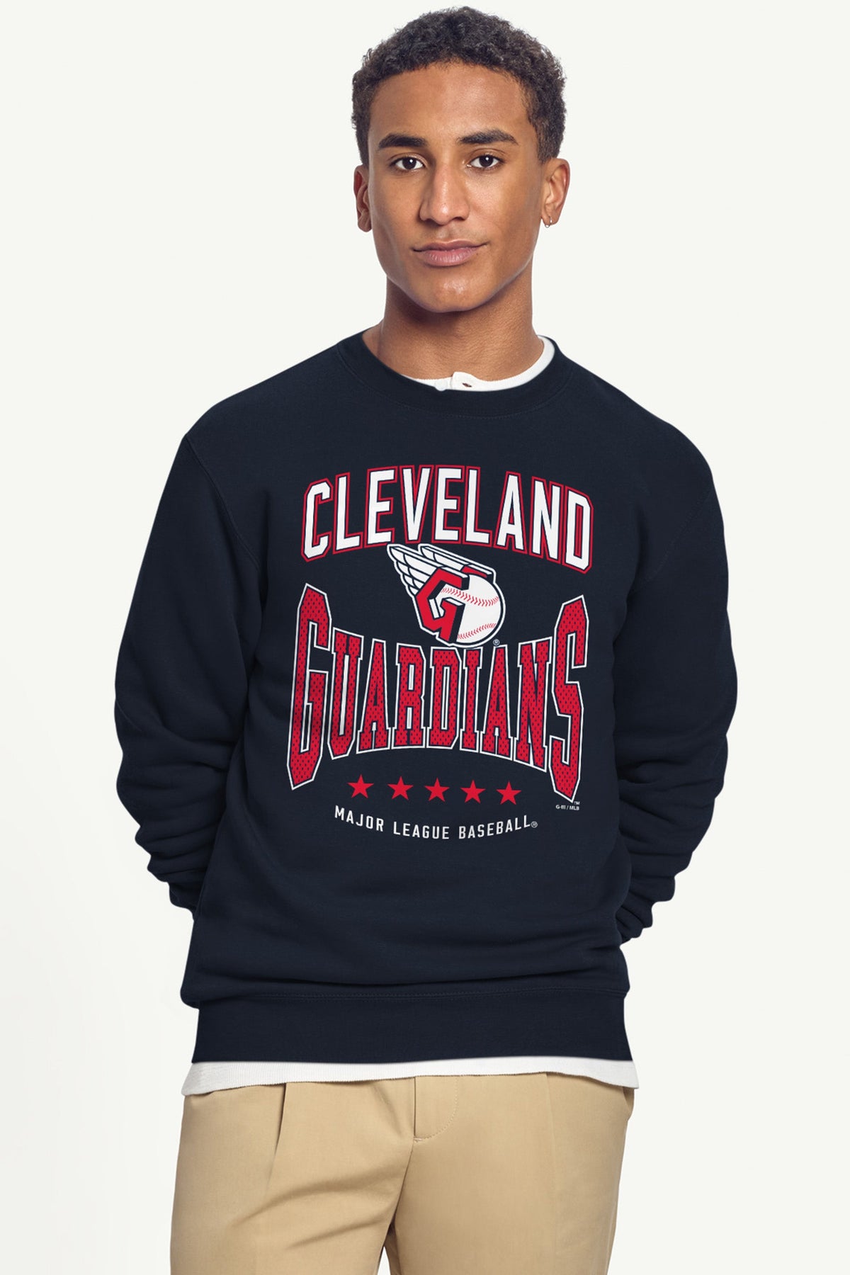 MENS CLEVELAND GUARDIANS CENTER SQUEEZE SWEATSHIRT - Navy