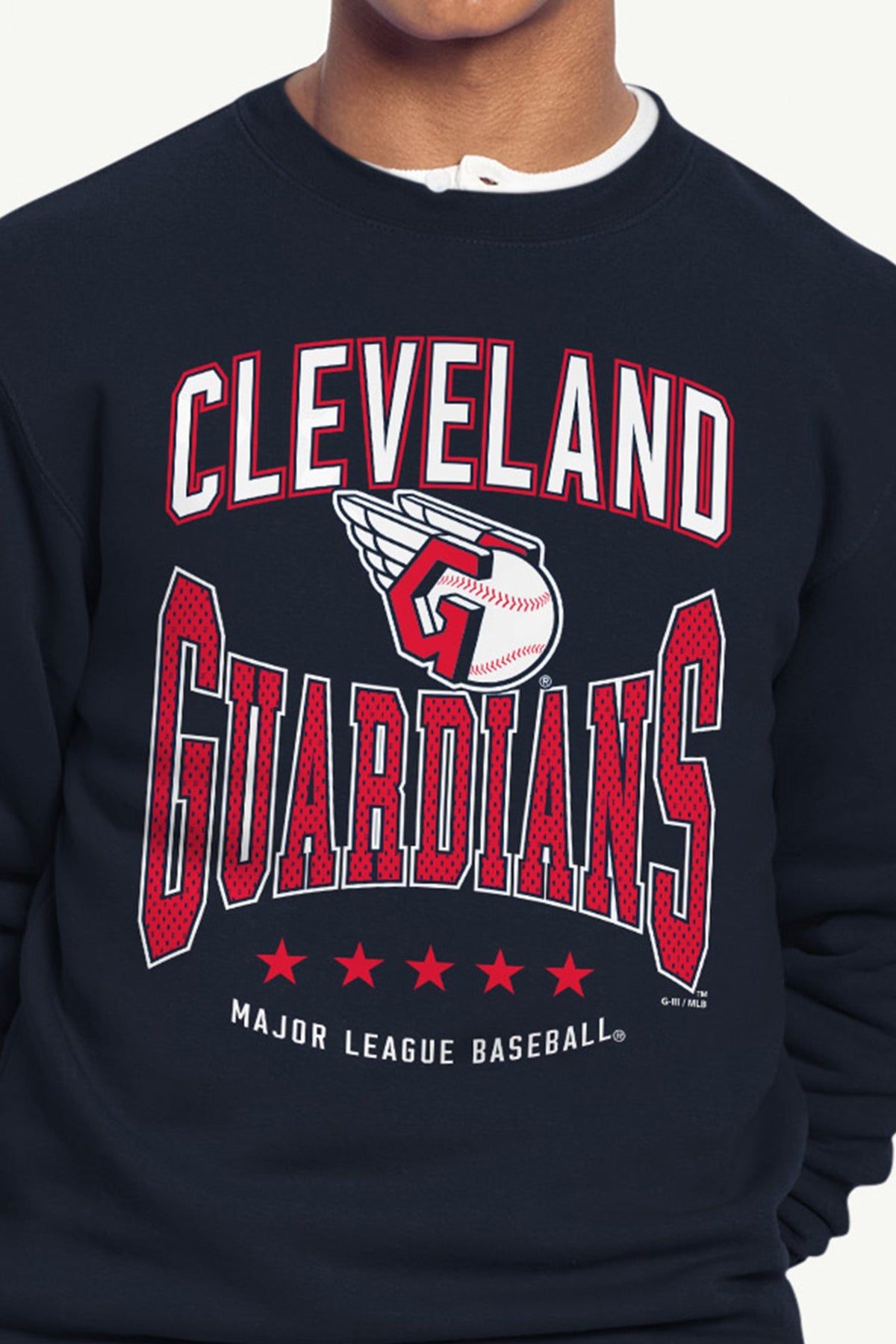 MENS CLEVELAND GUARDIANS CENTER SQUEEZE SWEATSHIRT - Navy