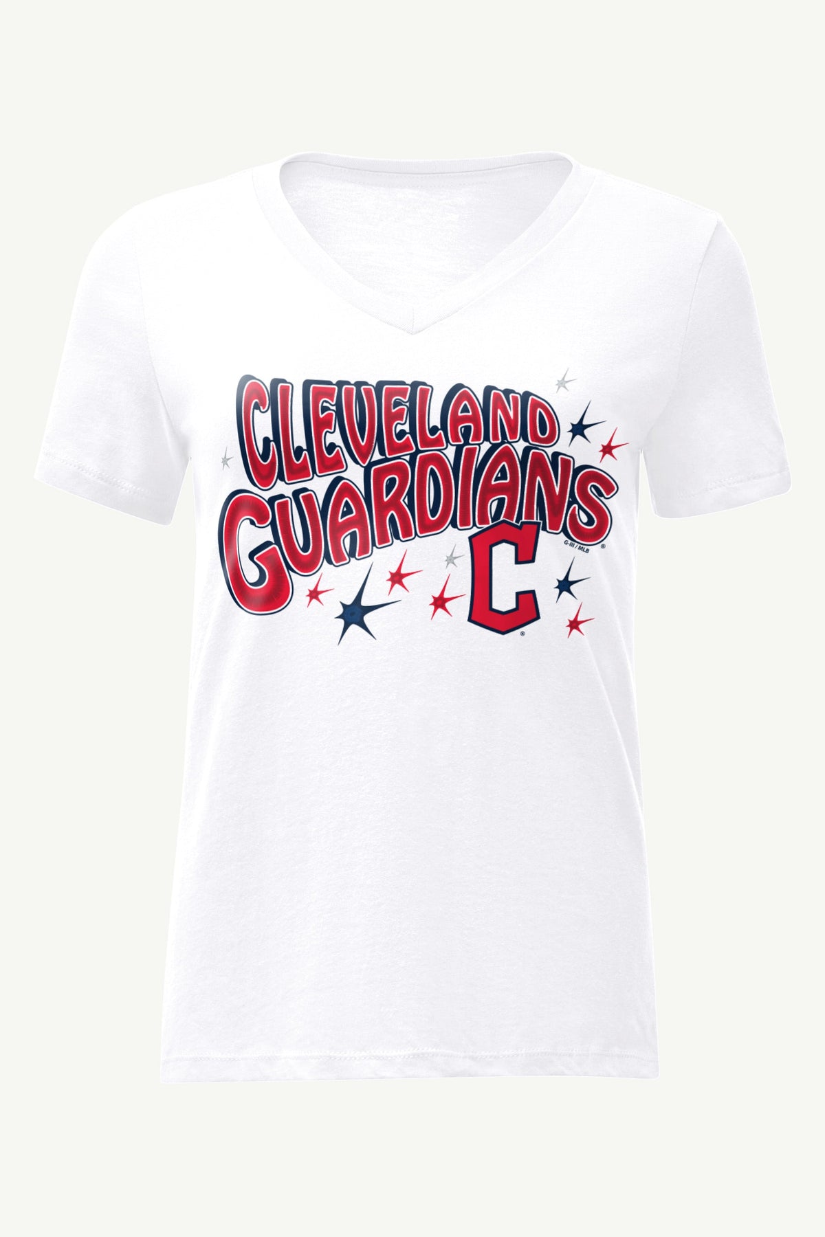 WOMENS CLEVELAND GUARDIANS FIREWORKS V NECK T SHIRT - White