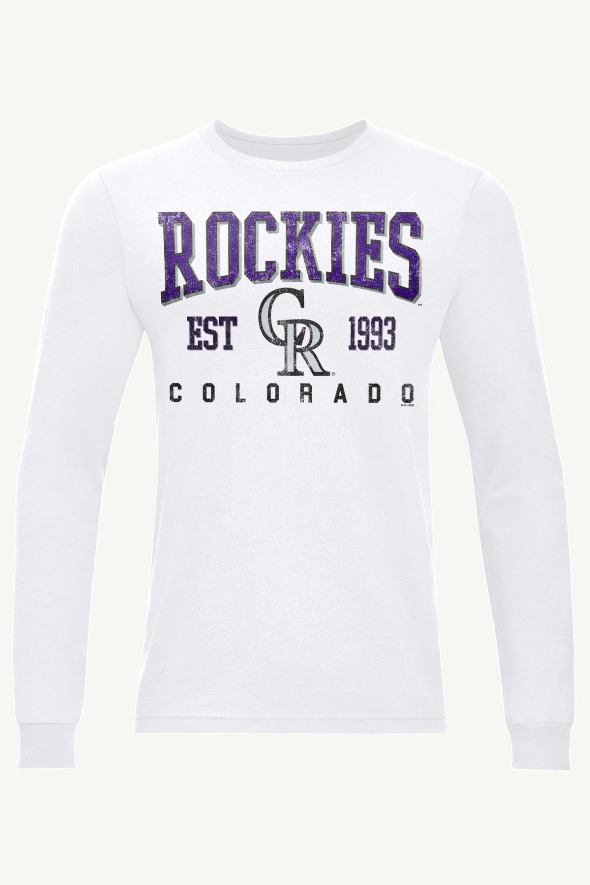MENS COLORADO ROCKIES RETRO LONG SLEEVE T SHIRT - White