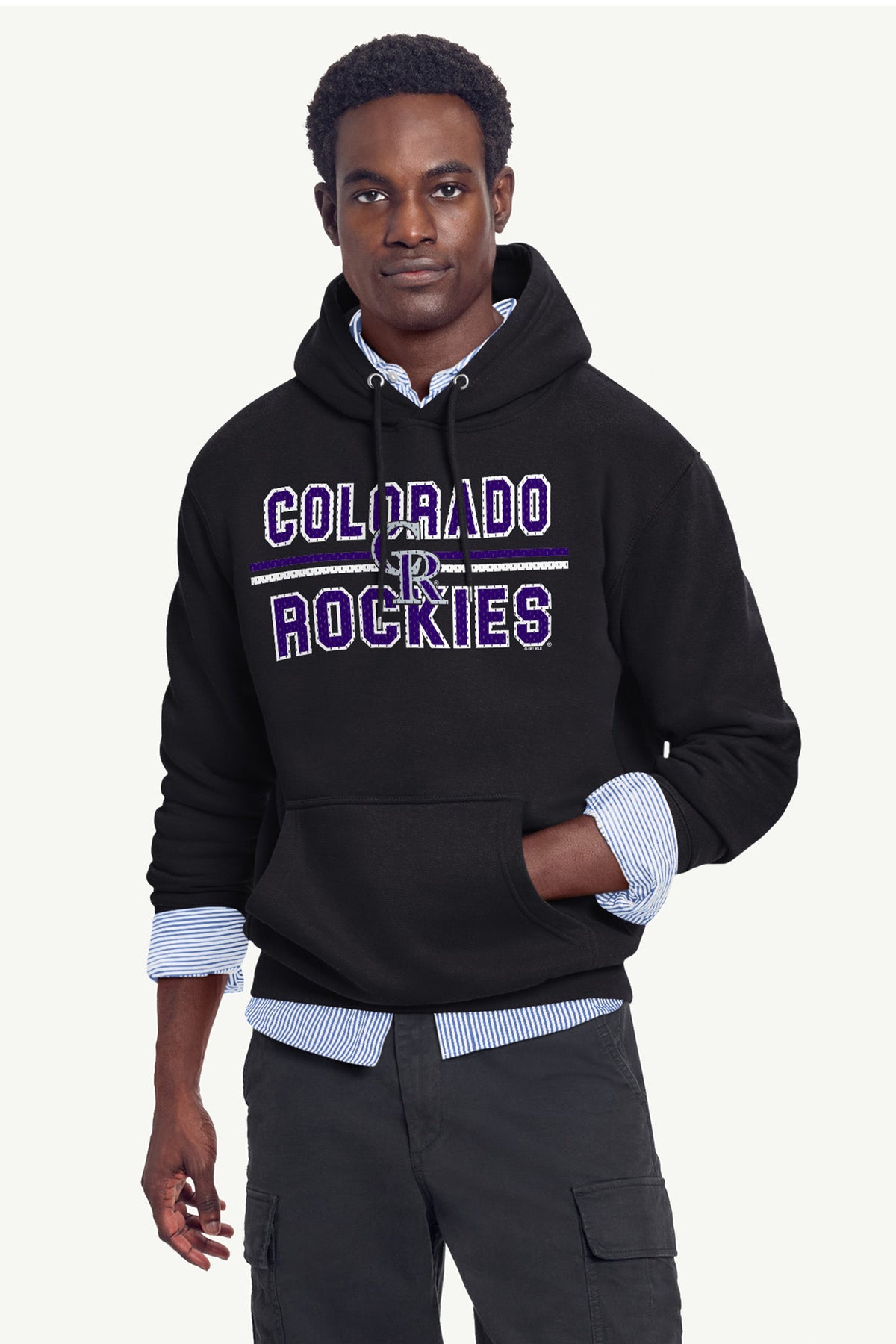 MENS COLORADO ROCKIES MESH LOOK HOODIE - Black