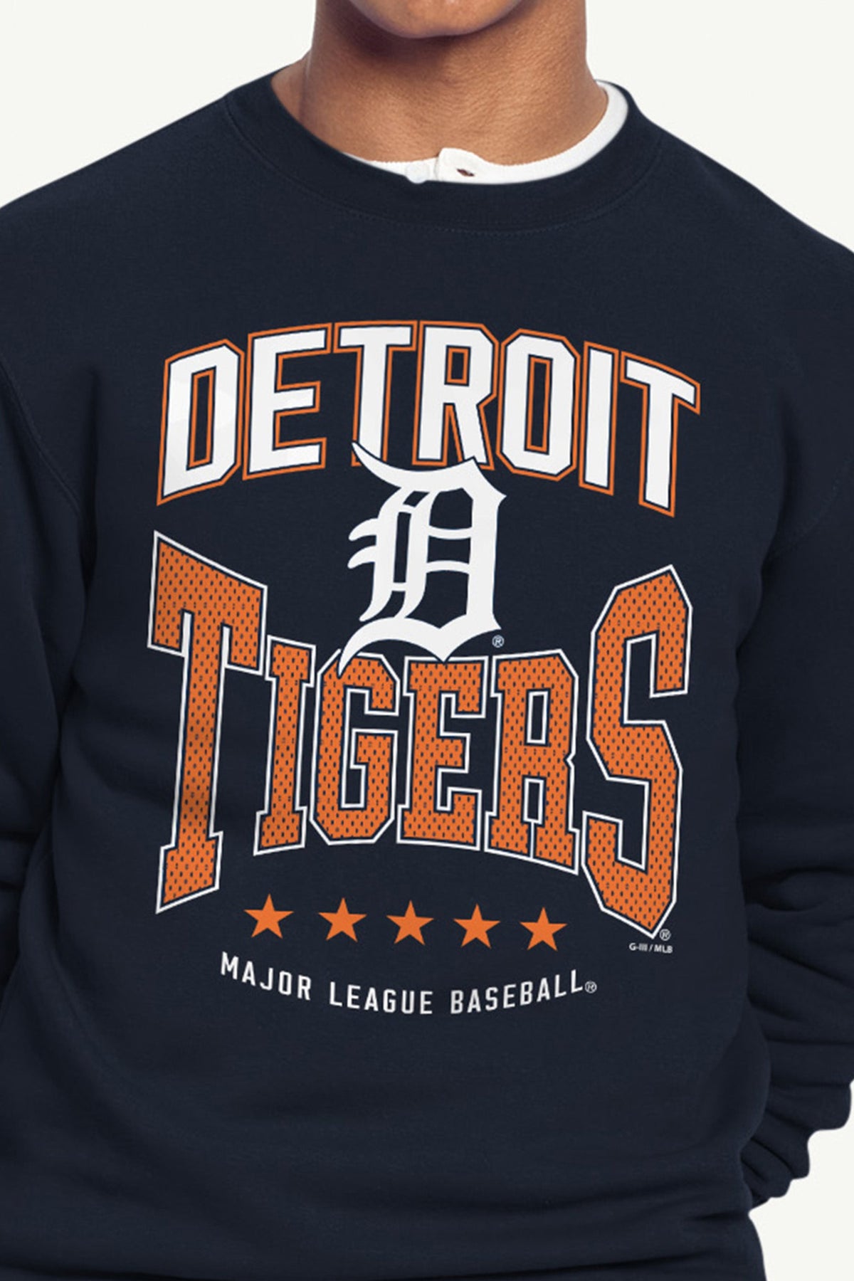 MENS DETROIT TIGERS CENTER SQUEEZE SWEATSHIRT - Navy