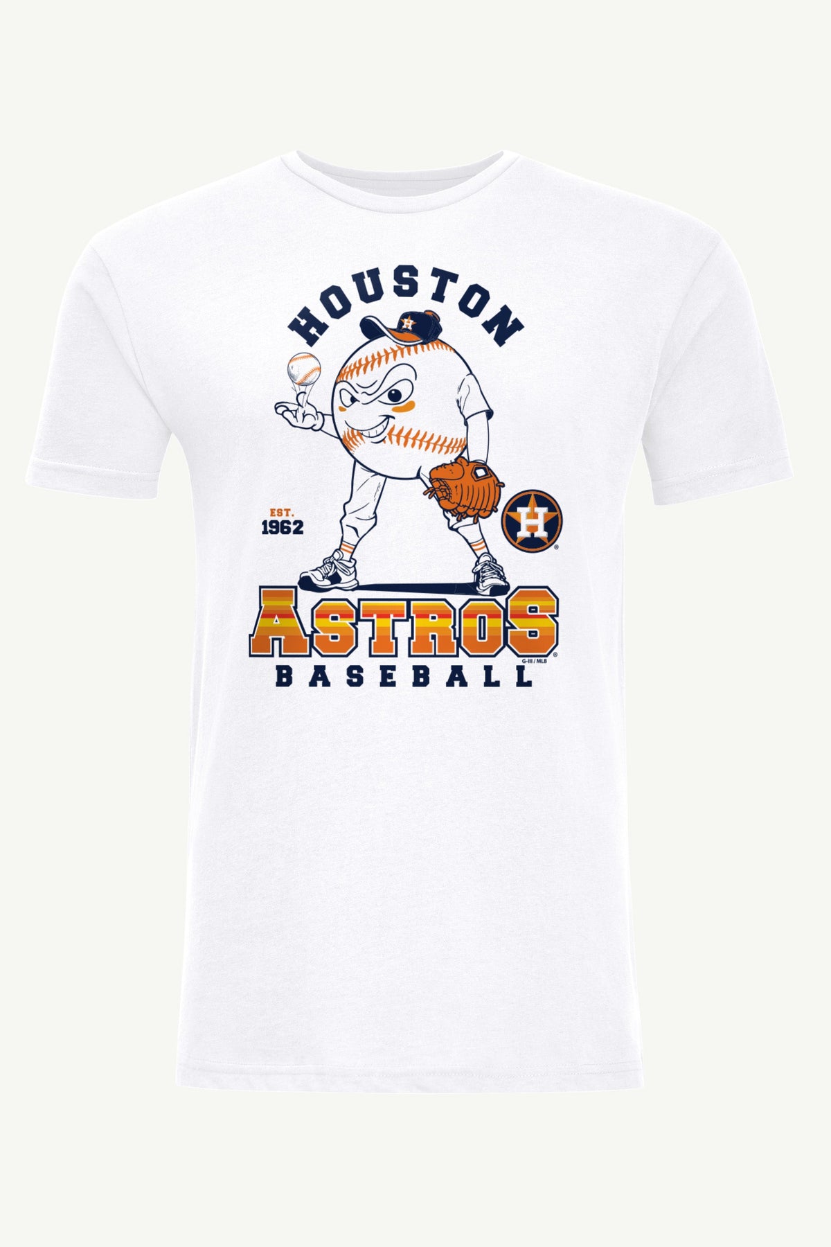MENS HOUSTON ASTROS BASEBALL CHARACTER SHORT SLEEVE T SHIRT - White