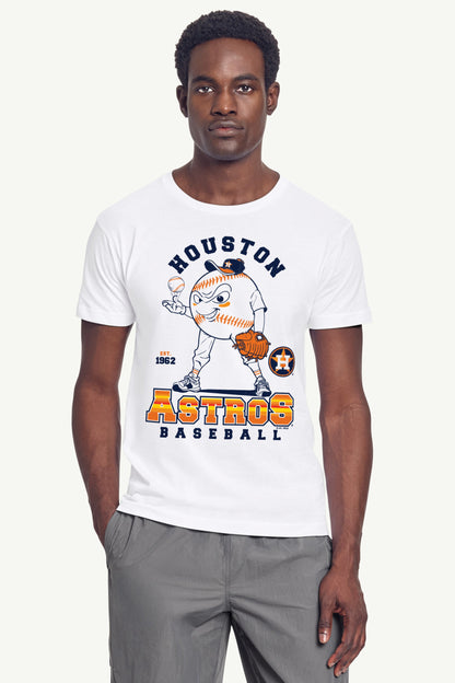 MENS HOUSTON ASTROS BASEBALL CHARACTER SHORT SLEEVE T SHIRT - White