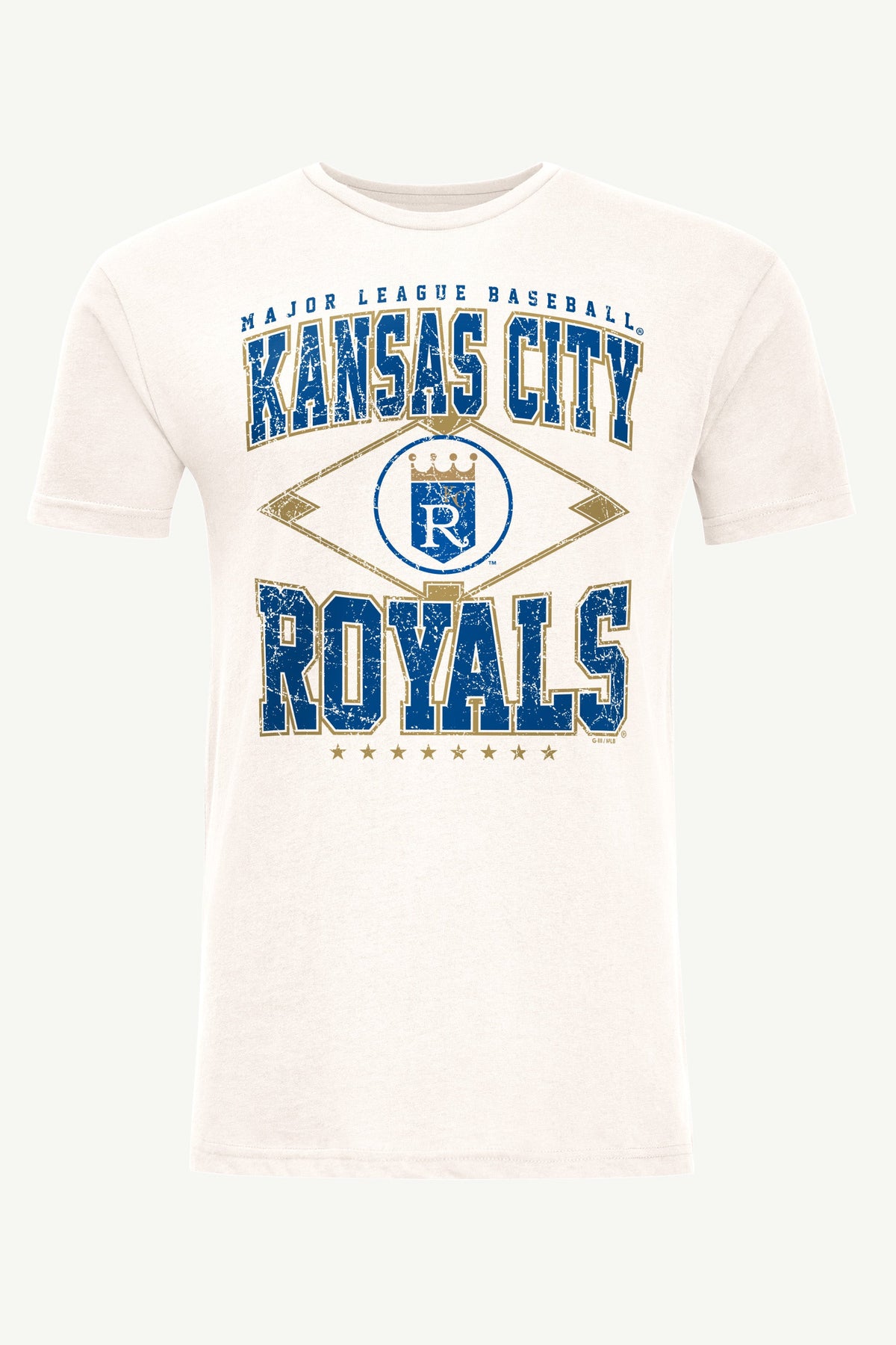 MENS KANSAS CITY ROYALS DISTRESSED COOPERSTOWN DIAMOND SHORT SLEEVE T SHIRT - Vintage White