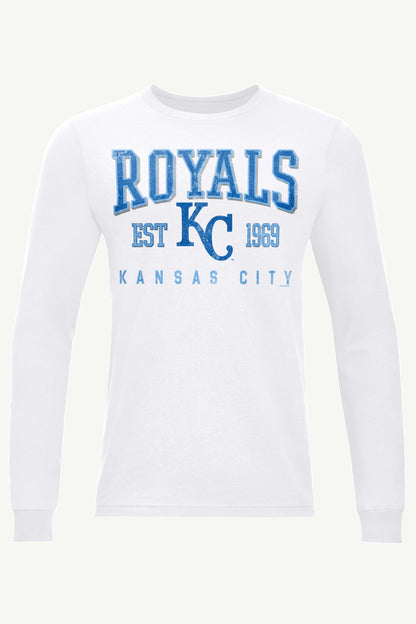 MENS KANSAS CITY ROYALS RETRO LONG SLEEVE T SHIRT - White