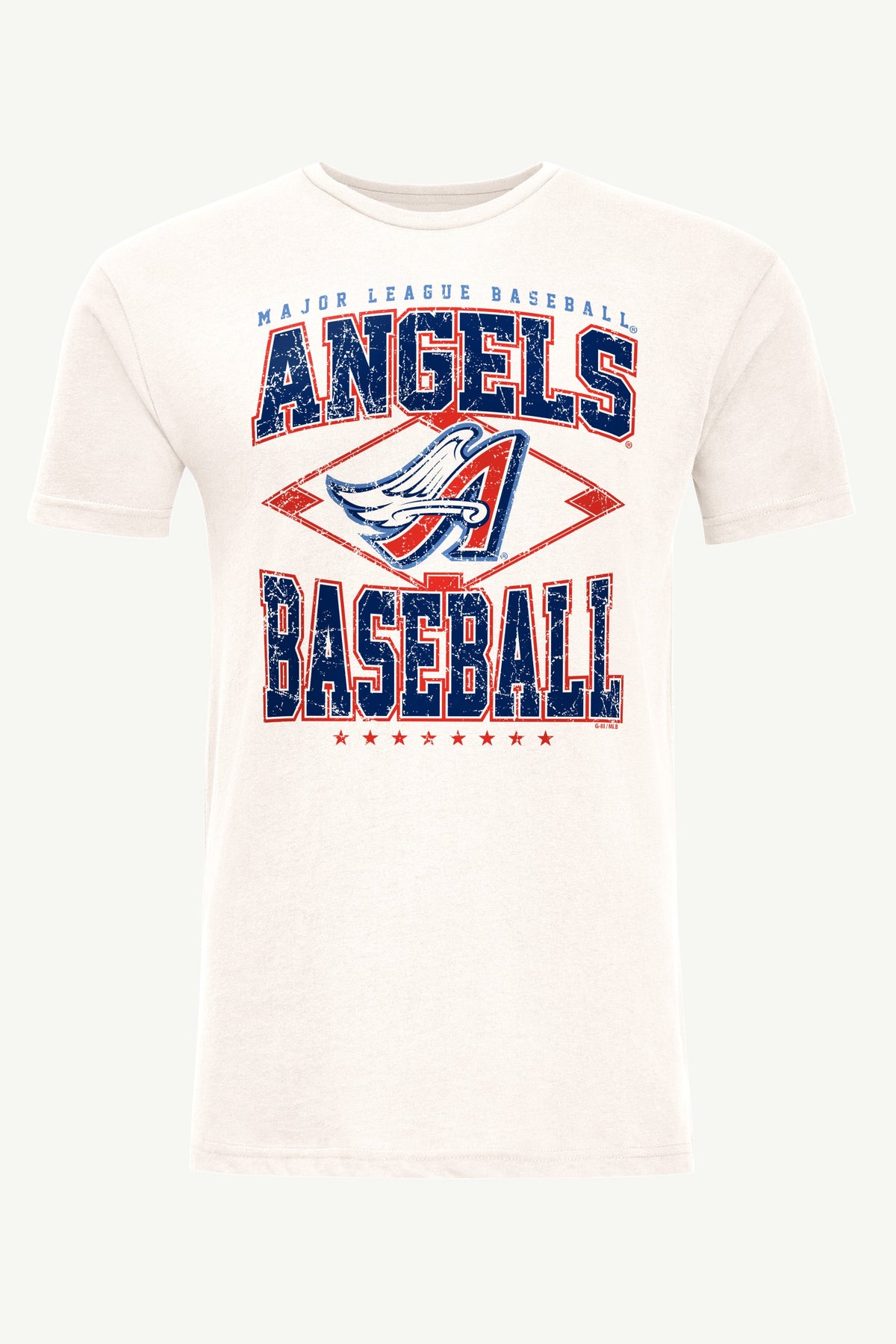MENS LOS ANGELES ANGELS DISTRESSED COOPERSTOWN DIAMOND SHORT SLEEVE T SHIRT - Vintage White