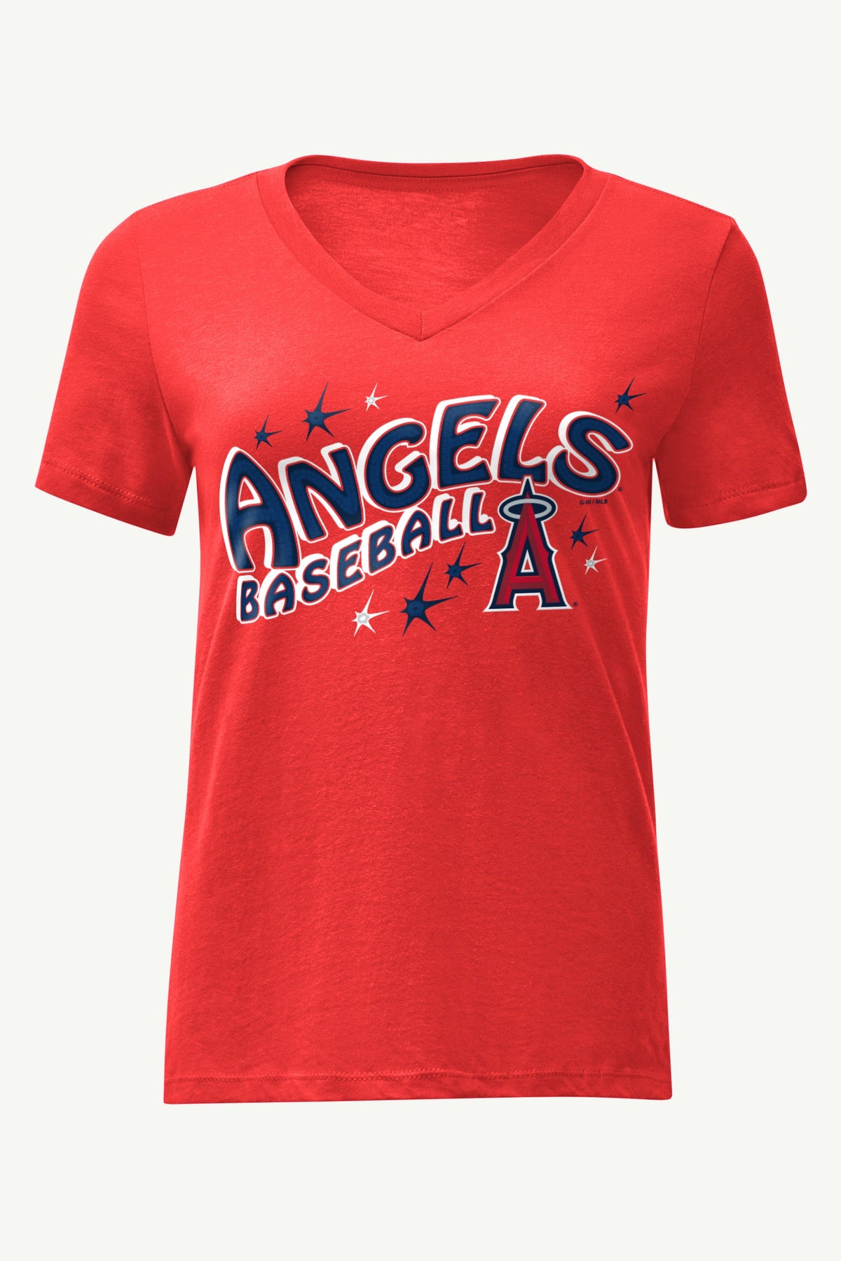WOMENS LOS ANGELES ANGELS FIREWORKS V NECK T SHIRT - Red