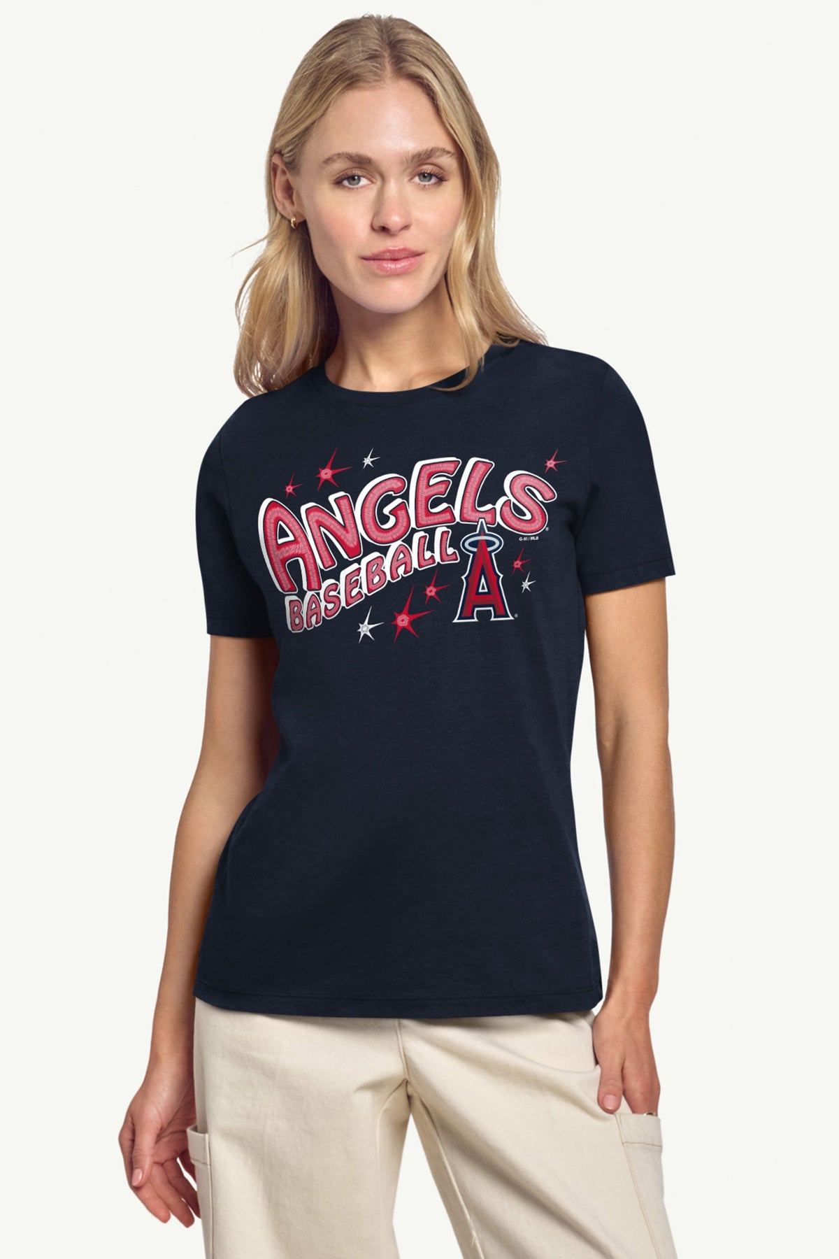 WOMENS LOS ANGELES ANGELS FIREWORKS T SHIRT - Navy