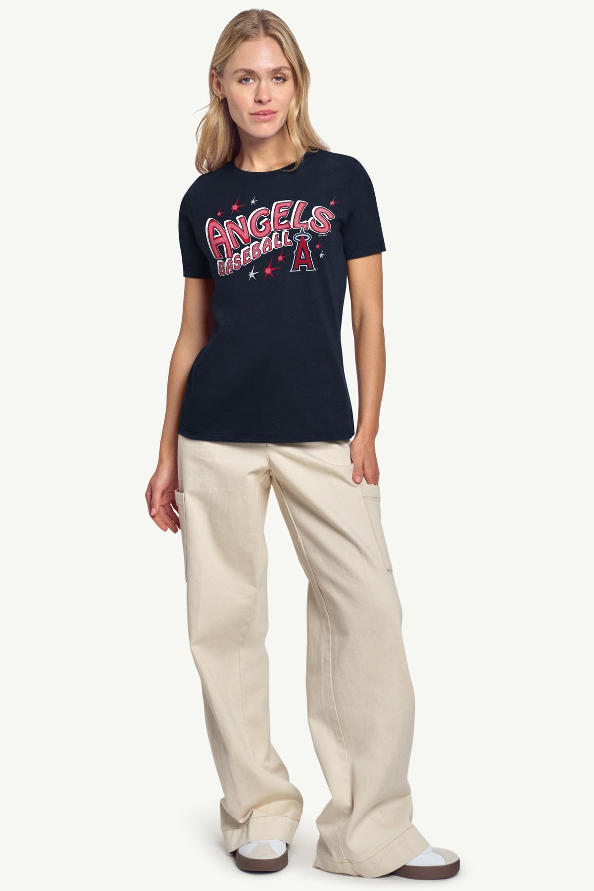 WOMENS LOS ANGELES ANGELS FIREWORKS T SHIRT - Navy