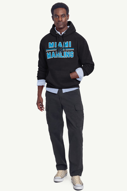 MENS MIAMI MARLINS MESH LOOK HOODIE - Black