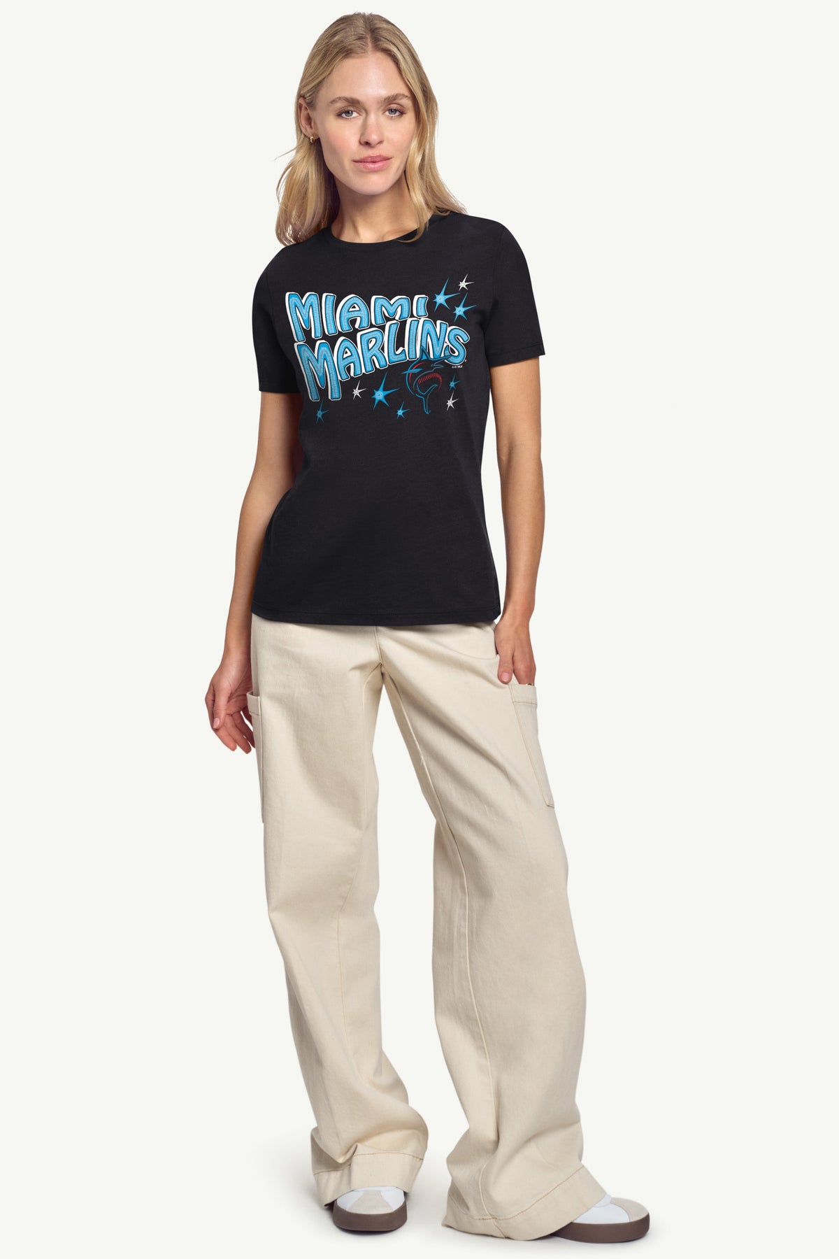 WOMENS MIAMI MARLINS FIREWORKS T SHIRT - Black