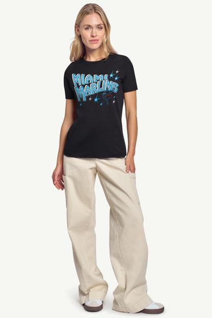 WOMENS MIAMI MARLINS FIREWORKS T SHIRT - Black