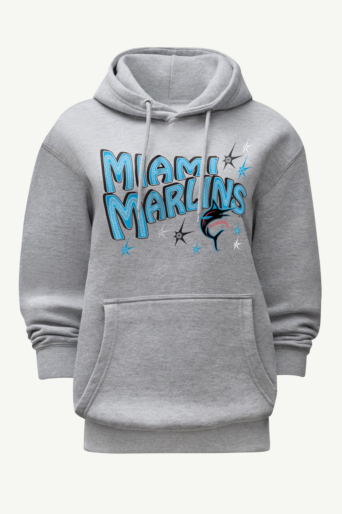 WOMENS MIAMI MARLINS FIREWORKS HOODIE - Heather Grey