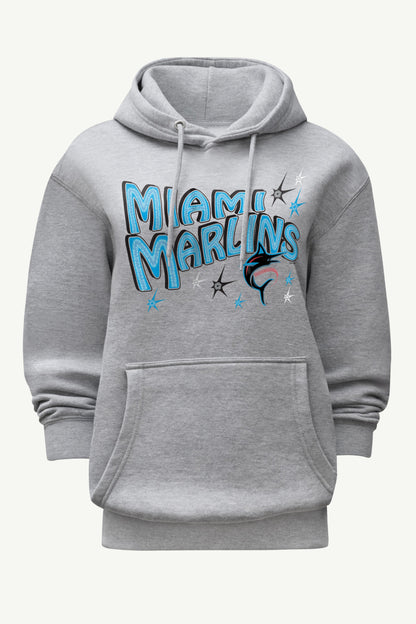 WOMENS MIAMI MARLINS FIREWORKS HOODIE - Heather Grey