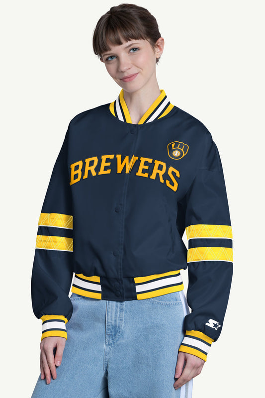 WOMENS MILWAUKEE BREWERS INTERCEPTION VARSITY JACKET - Multi