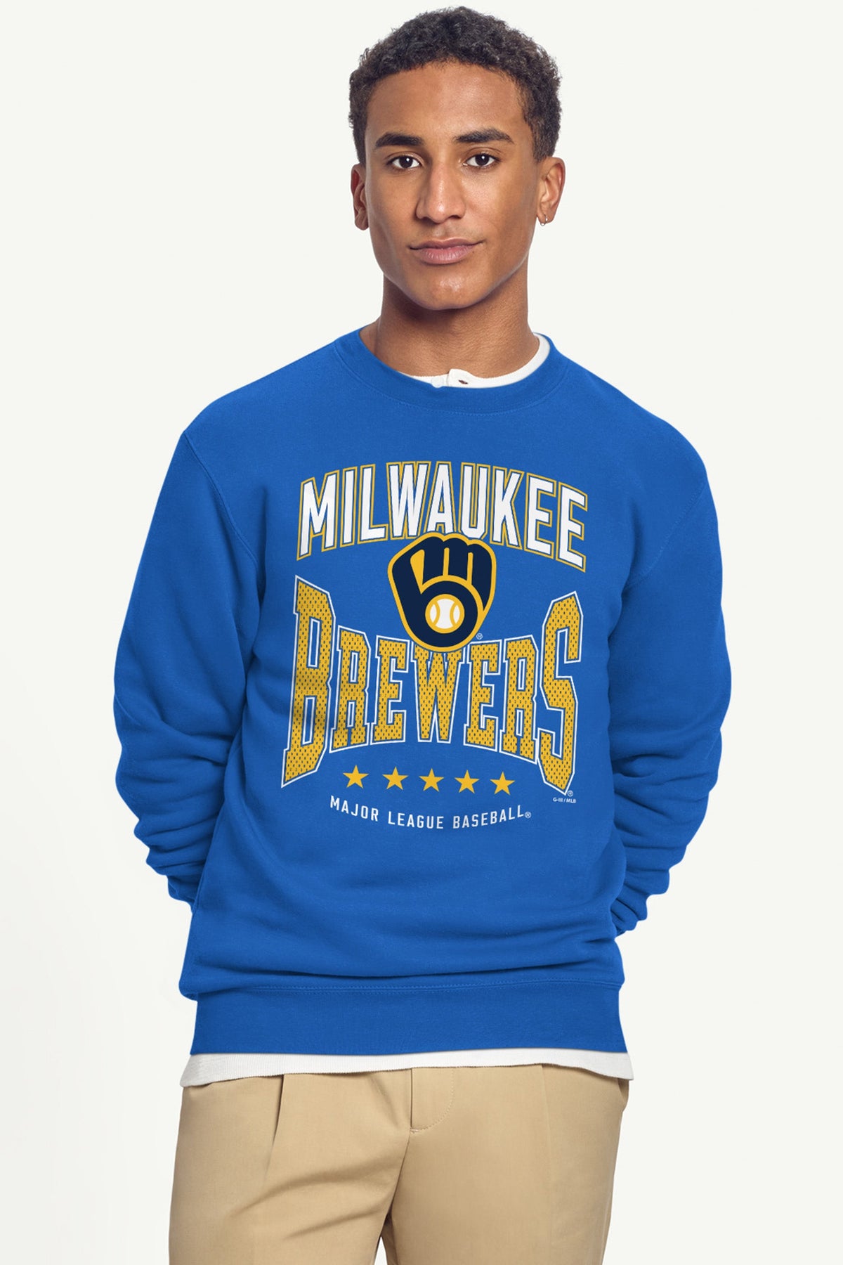 MENS MILWAUKEE BREWERS CENTER SQUEEZE SWEATSHIRT - Royal