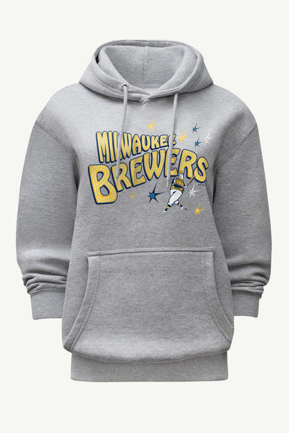WOMENS MILWAUKEE BREWERS FIREWORKS HOODIE - Heather Grey