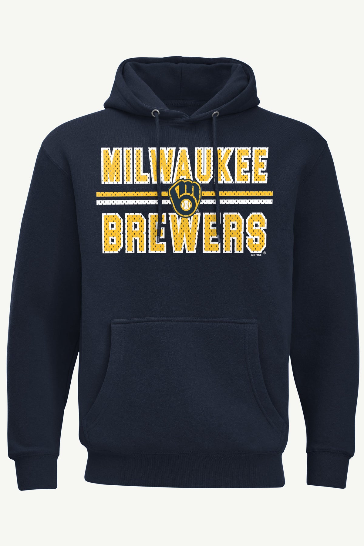 MENS MILWAUKEE BREWERS MESH LOOK HOODIE - Navy
