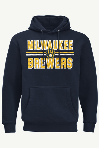 MENS MILWAUKEE BREWERS MESH LOOK HOODIE - Navy