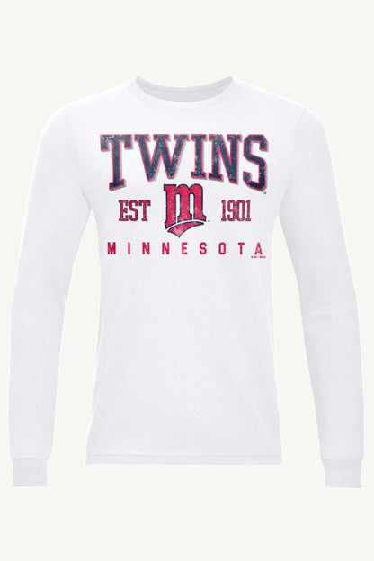 MENS MINNESOTA TWINS RETRO LONG SLEEVE T SHIRT - White