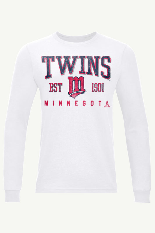 MENS MINNESOTA TWINS RETRO LONG SLEEVE T SHIRT - White