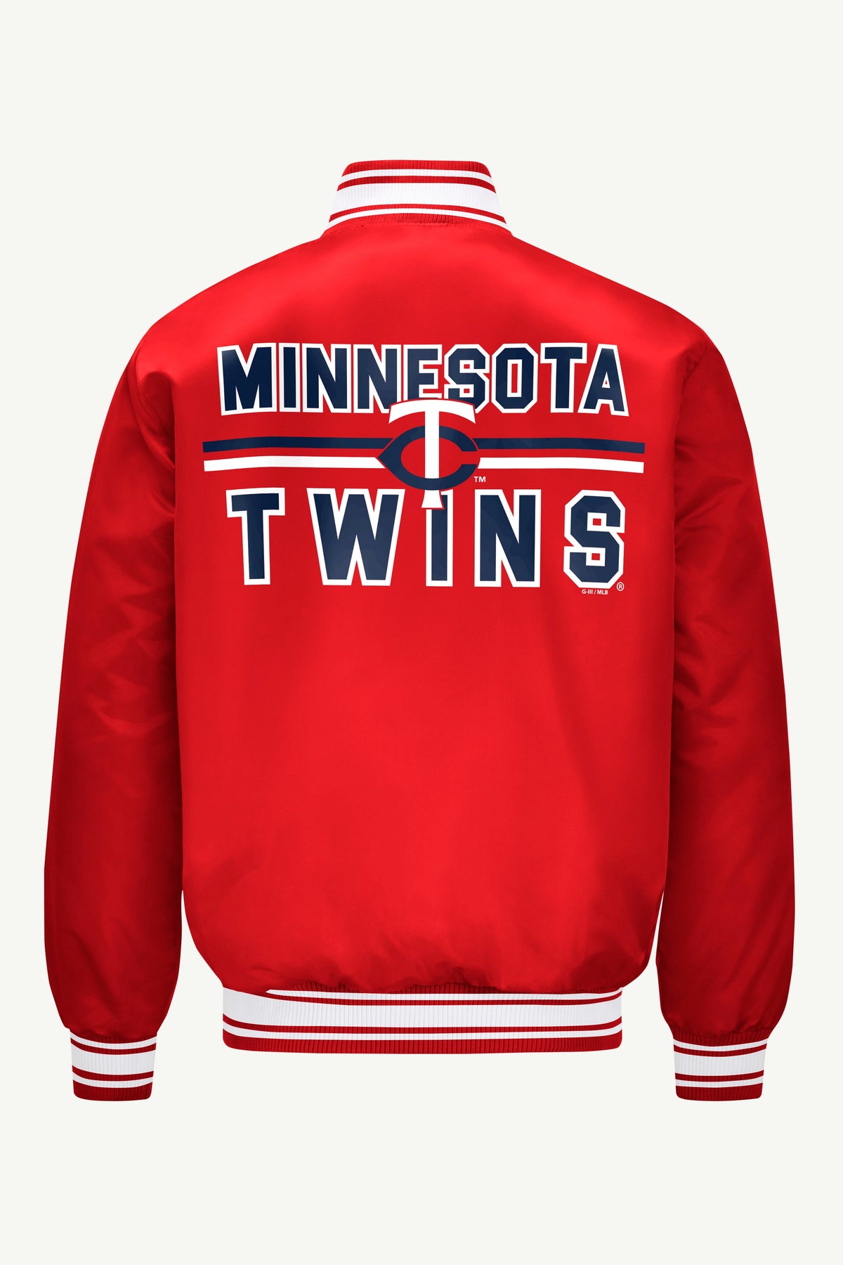 MENS MINNESOTA TWINS SATIN VARSITY JACKET - Red