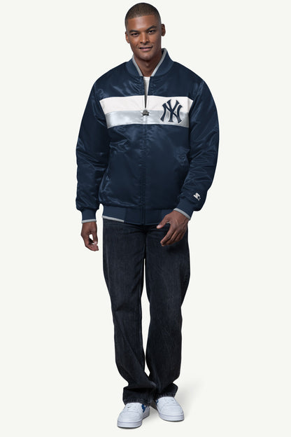MENS NEW YORK YANKEES AMBASSADOR SATIN VARSITY JACKET - Starter